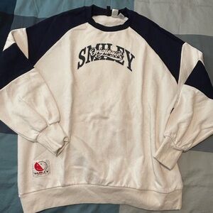 H&M Smiley Original 90s Inspired White and Navy Crewneck Sweater